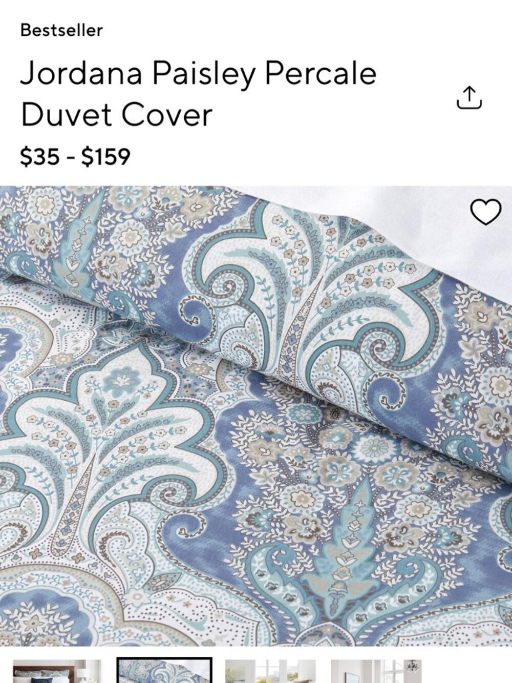 Pottery Barn Jordana Paisley Percale Duevt cover & 2 Shams